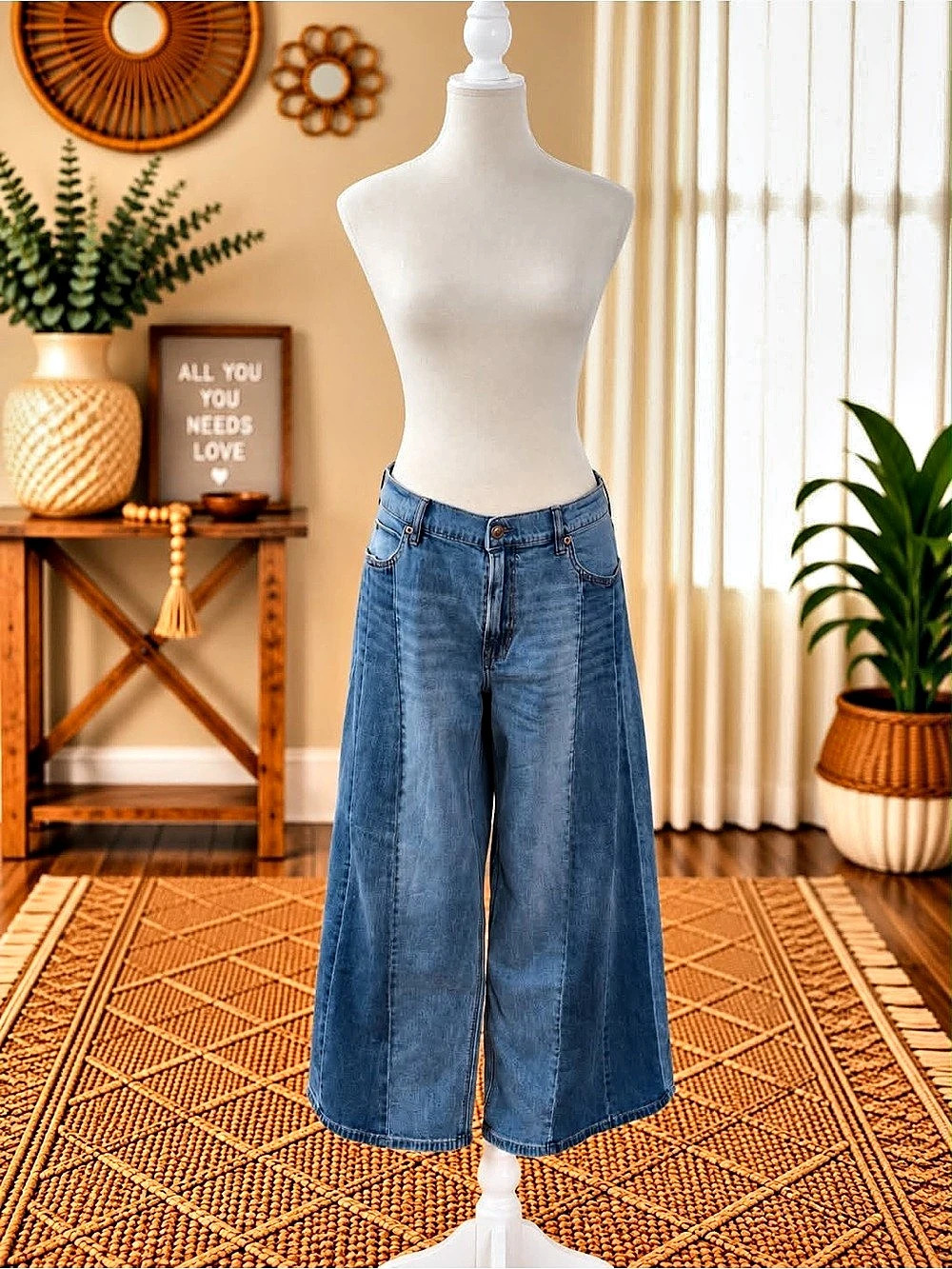 American Eagle Wide Leg Jeans Blue Waist 10